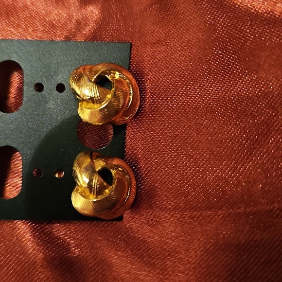 Gold Tone Knot Earrings - Picture 2 of 4